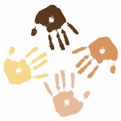 Palm prints of different colors